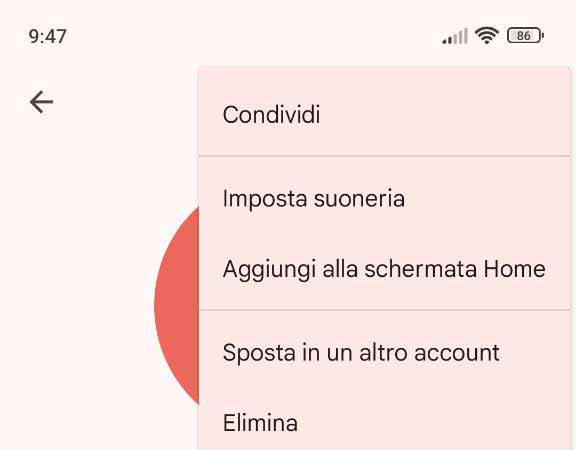 Aggiungere contatto su home Android da rubrica