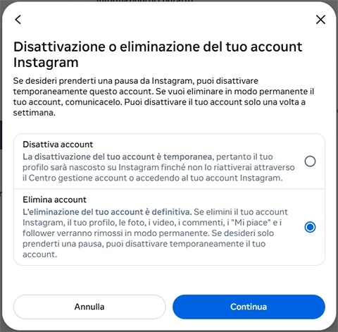 Come Eliminare Account su Instagram