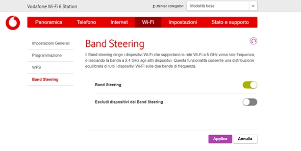 Come attivare Band Steering su Vodafone Station